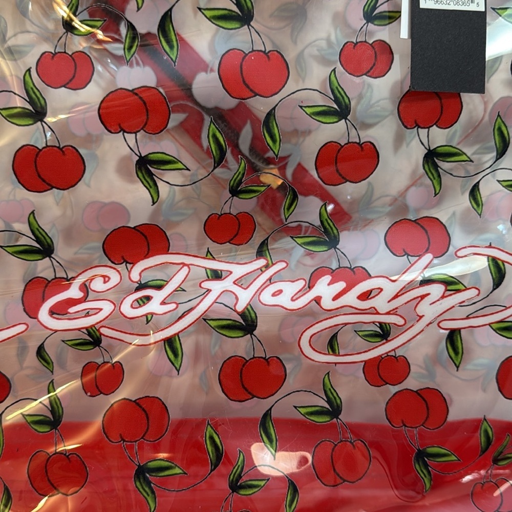 Ed Hardy Transparent Tote with Red Cherry Design - Picture 2 of 7